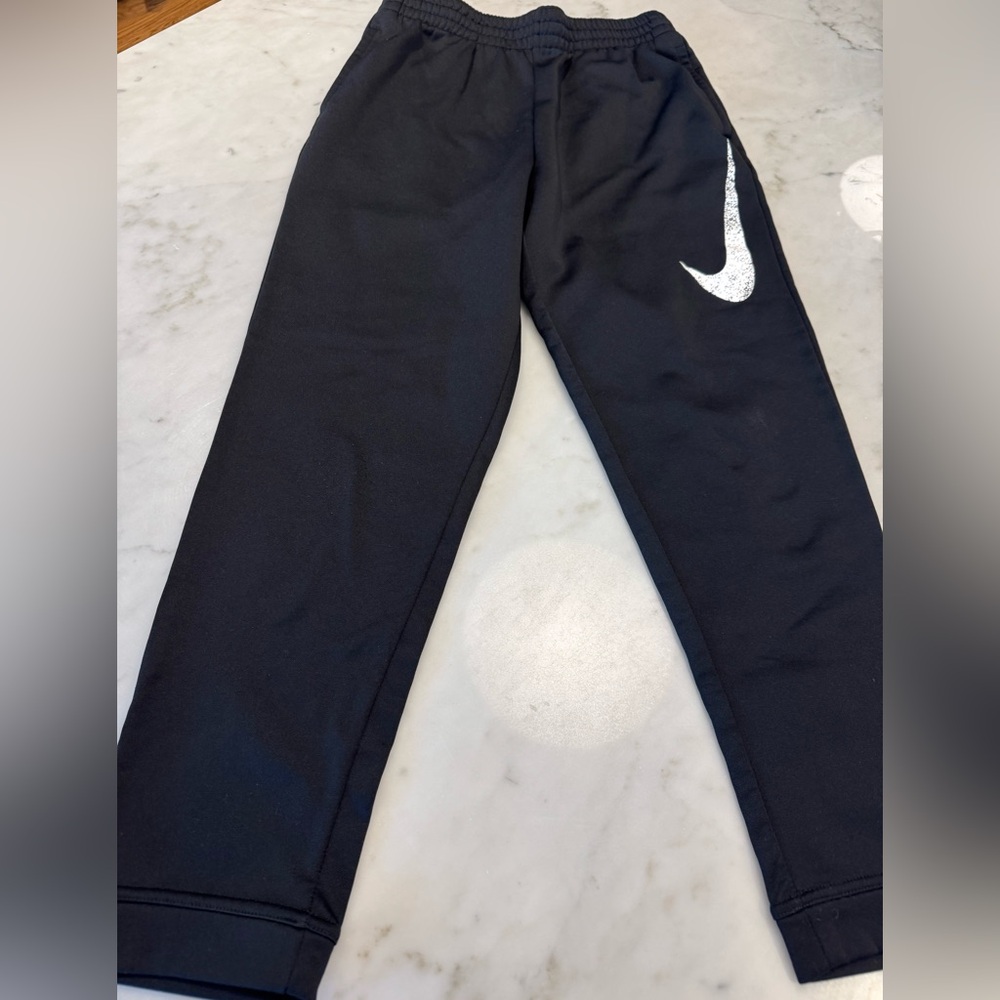 Nike Kids Dri-Fit Black Joggers with White Logo, size L, EUC
